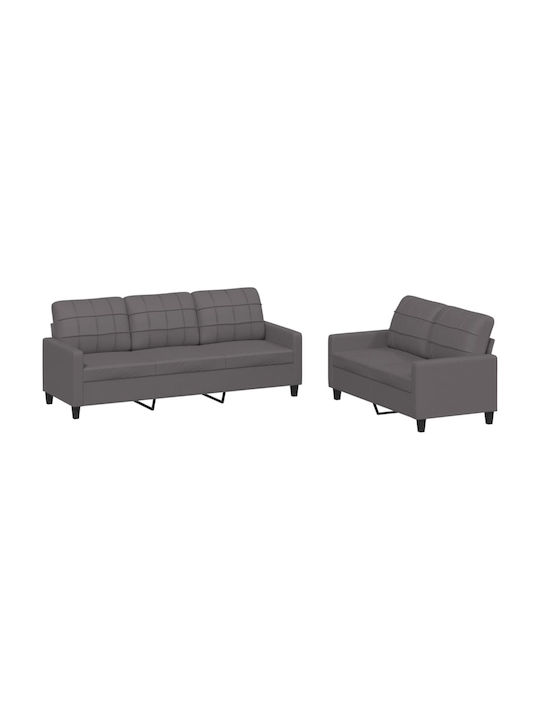 Living Room Furniture Set 3-Seater & 2-Seater Gray
