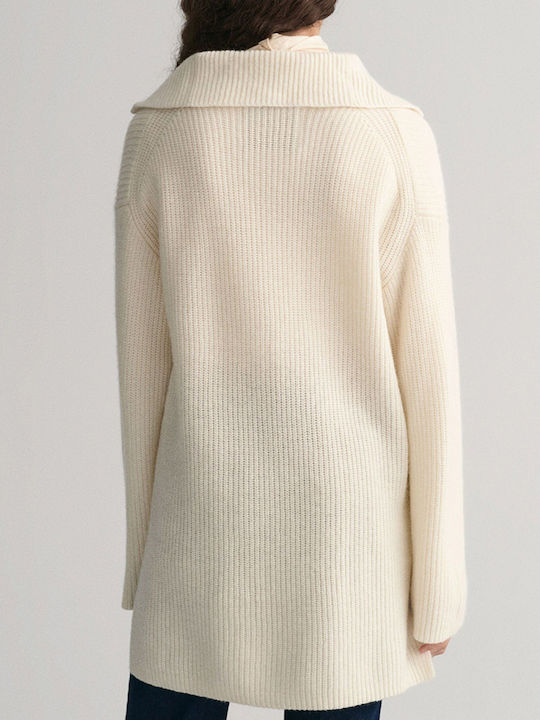 Gant Women's Long Sleeve Sweater Woolen with Zipper Polka Dot White