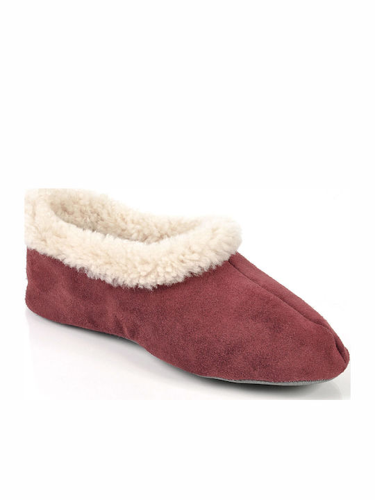 Winter Women's Slippers with Fur Burgundy