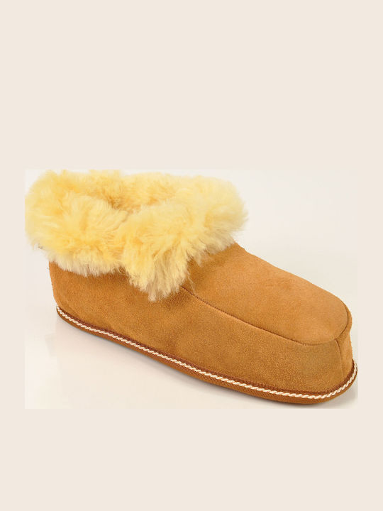 Winter Women's Slippers with Fur Brown
