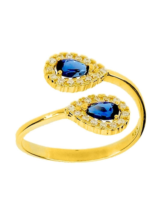 Xrisokosmima Damen Ring mit Zirkonia aus Gold 14K