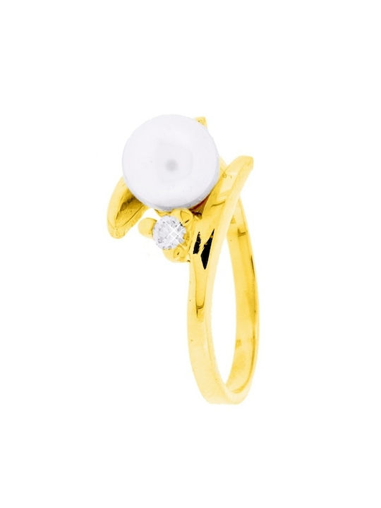 Xrisokosmima Damen Ring mit Perlen aus Gold 14K