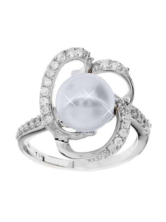 Xrisokosmima Women's White Gold Ring with Pearl 14K