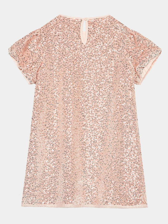 Kinderkleid Kurzärmelig mit Pailletten Rosa