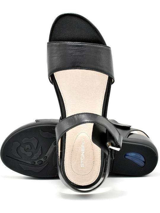 Eve 1 Leather Women's Flat Sandals Flatforms in Black Color