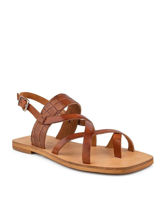 Fardoulis Leather Women's Sandals Tabac Brown