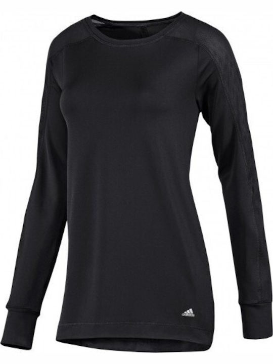 Adidas Γυναικεία Αθλητική Μπλούζα Μακρυμάνικη Μαύρη
