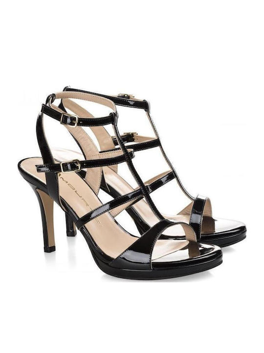 Sandalen aus Lackleder Schwarz