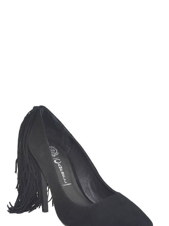 Jeffrey Campbell Leather Pointed Toe Black High Heels Dulce Fringe Black