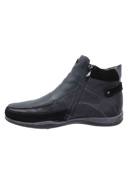 Softies Men's Leather Boots with Zipper Black