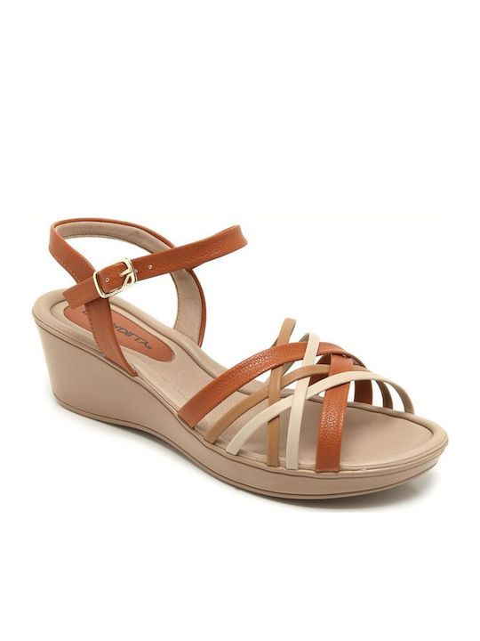 Piccadilly Anatomic Women's Ankle Strap Platforms Tabac Brown