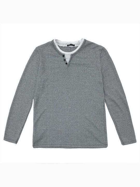 Ustyle Men's Long Sleeve Sweater Gray