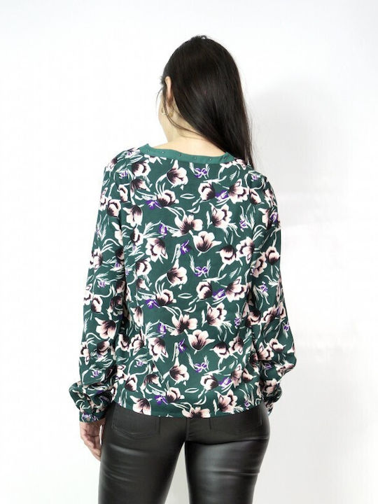 Vero Moda Women's Blouse Long Sleeve Floral Green