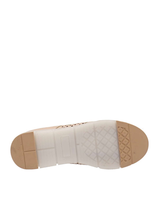 68300 Δερμάτινα Γυναικεία Oxfords σε Ροζ Χρώμα