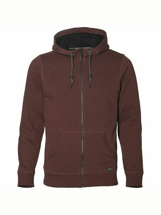 O'neill Men's Sweatshirt Jacket with Hood and Pockets Burgundy