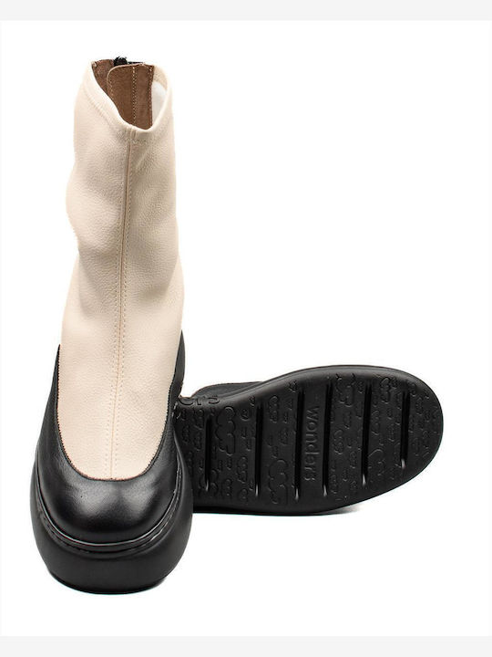 Wild I Leder Stiefeletten Damen Beige