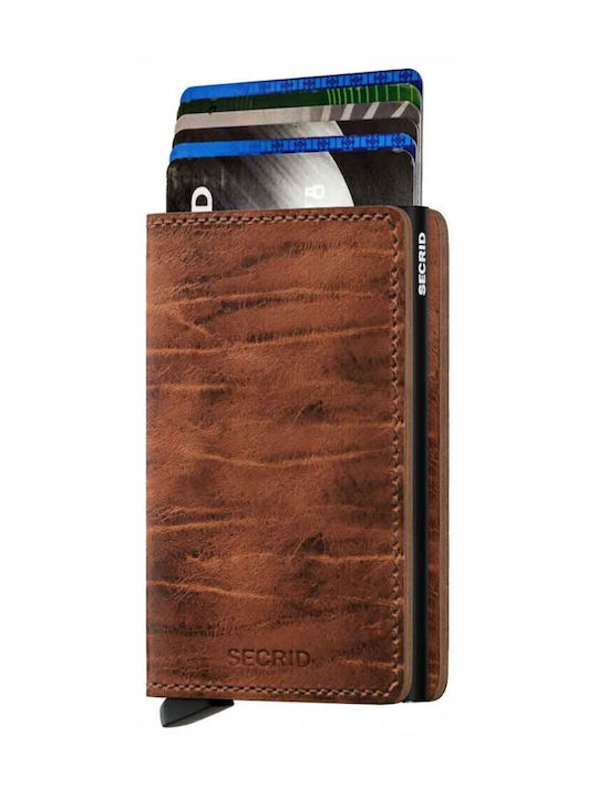 Miniwallet Dutch Martin Leather Men's Wallet Cards with RFID and Slide Mechanism Tabac Brown