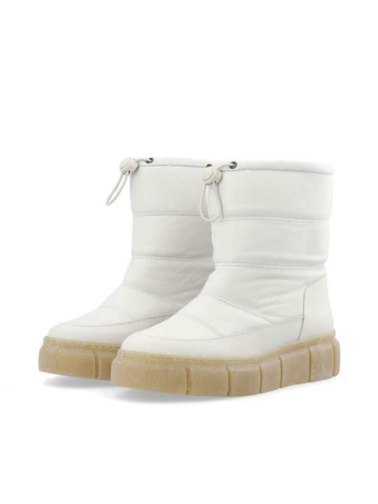 Bianco Women's Leather Boots with Fur White