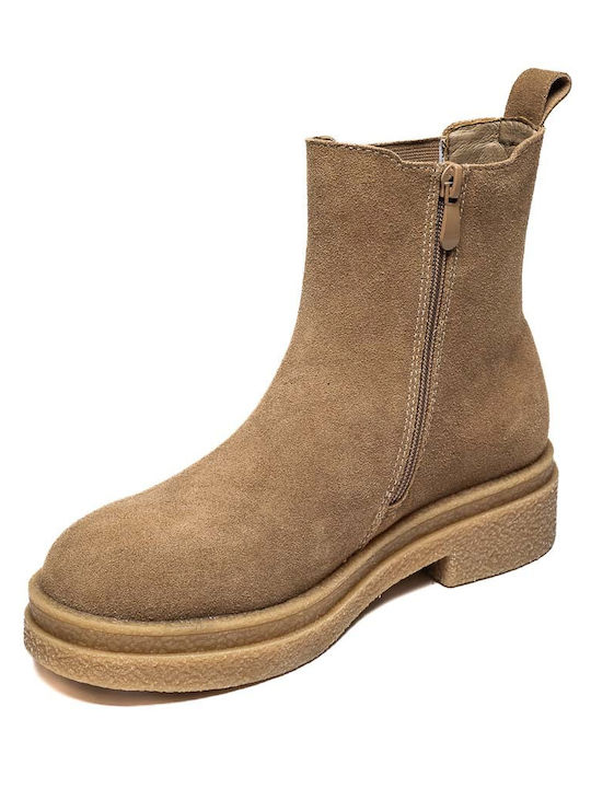 Wildleder Stiefeletten Damen Beige