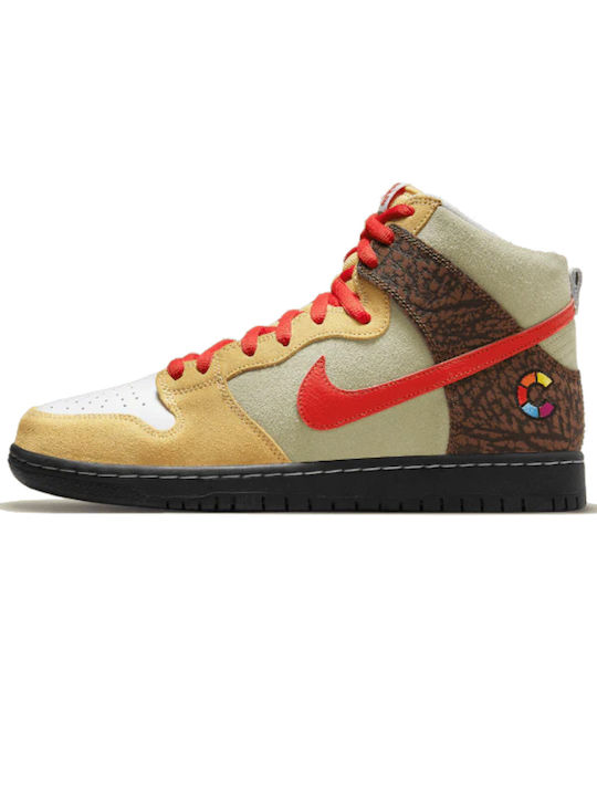 SB Dunk High Boots Light Green / Tan / Brown / Red