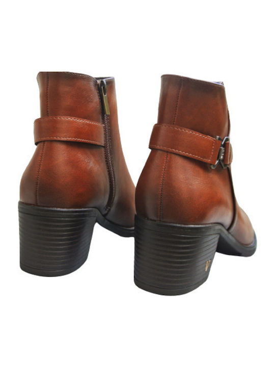 Ghete dama Chelsea cu Toc Mediu Culoare Tabac A555936