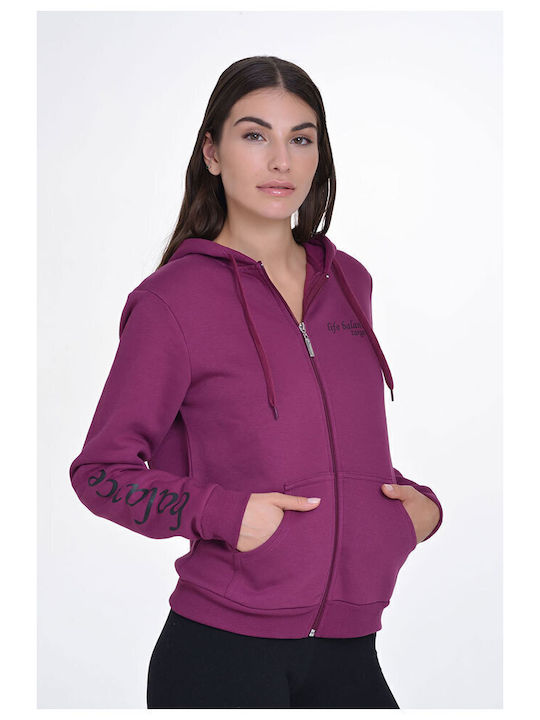 Women's Sweatshirt Jacket Hooded Fuchsia
