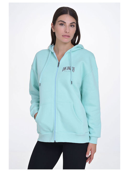 Target Women's Hooded Fleece Cardigan Turquoise