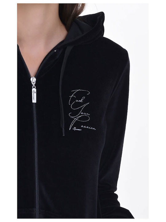 Women's Black Zipper Cardigan