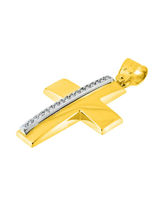 Damen Gold Kreuz 14K mit Kette