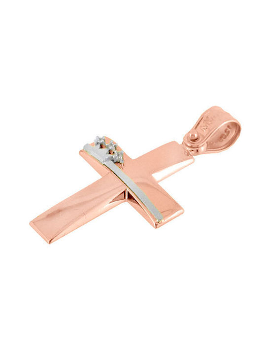 Damen Rosé Vergoldet Kreuz mit Kette