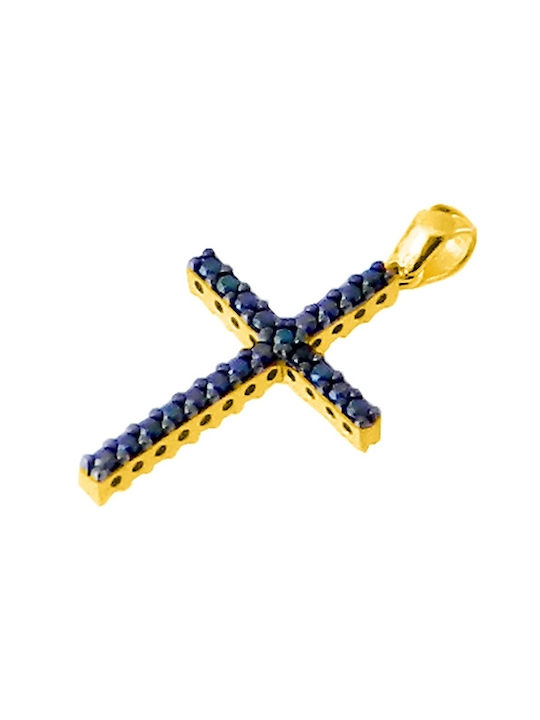 Xrisokosmima Damen Gold Kreuz 14K Beidseitig mit Kette