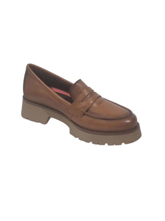 Pepe Menargues Leather Women's Moccasins in Tabac Brown Color