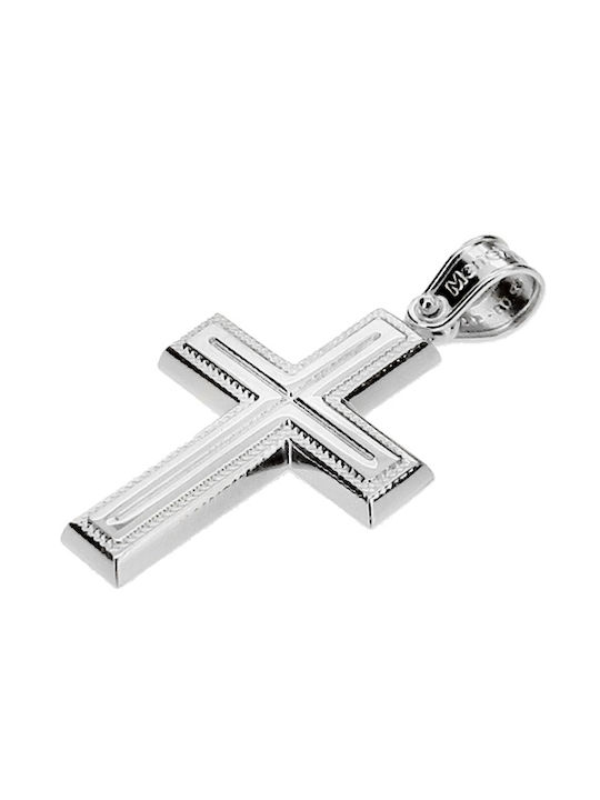 Xrisokosmima Herren Weißgold Kreuz 14K mit Kette