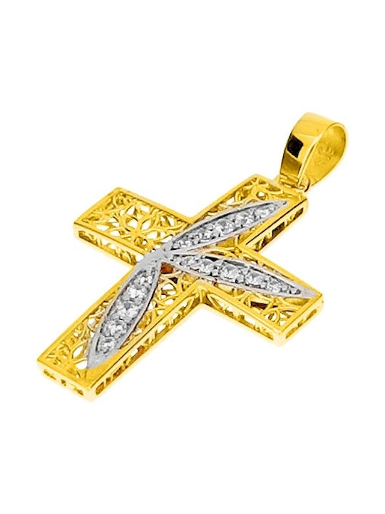 Xrisokosmima Damen Gold Kreuz 14K mit Kette