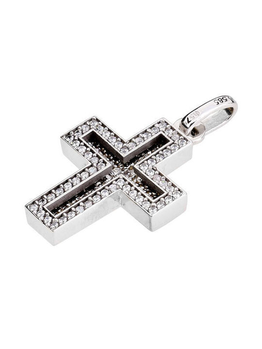 Xrisokosmima Damen Weißgold Kreuz 14K mit Kette