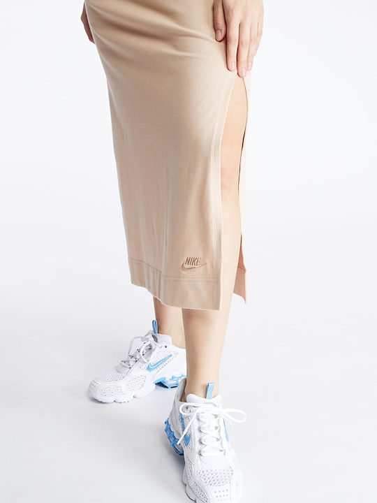 Sportswear Summer Midi Athletic Sleeveless Beige Dress