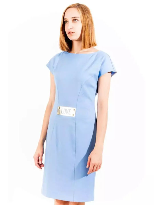 Sommer Midi Hemdkleid Hellblau