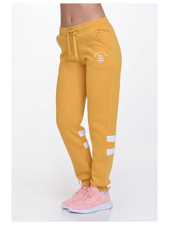 Target Παντελόνι Γυναικείας Φόρμας Κίτρινο Fleece