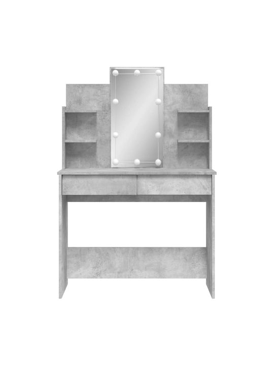 Masută De Toaletă De Podea Din Lemn Gri Beton Cu Oglindă 96x40x142cm