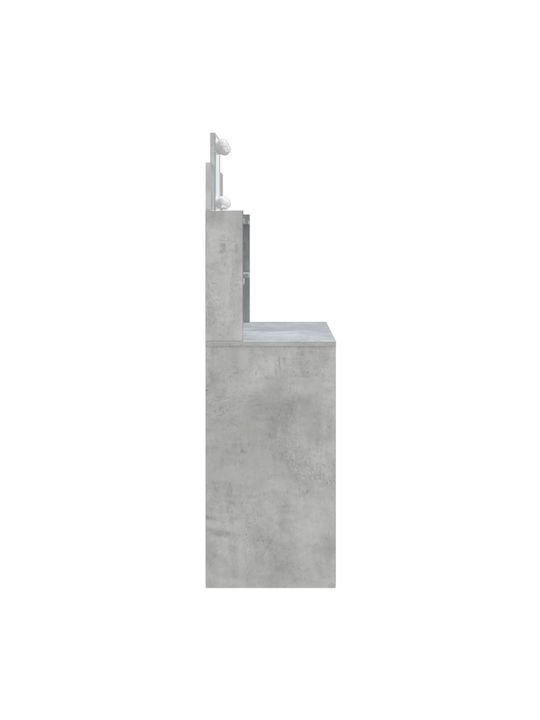 Masută De Toaletă De Podea Din Lemn Gri Beton Cu Oglindă 96x40x142cm