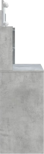 Floor-Standing Makeup Dressing Table Wooden Grey Concrete With Mirror 96x40x142cm