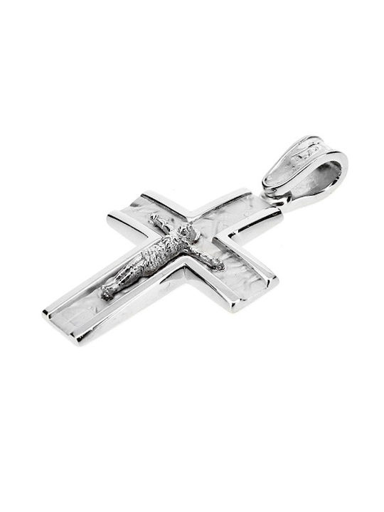 Xrisokosmima Men's White Gold Cross 9K with Chain