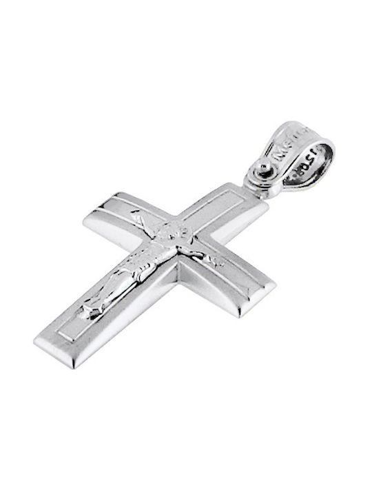 Herren Weißgold Kreuz 14K mit Kette