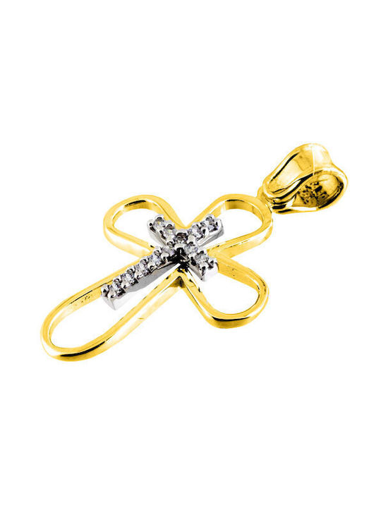 Damen Gold Kreuz 14K mit Kette