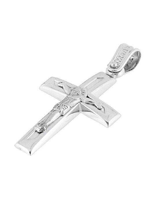 Herren Weißgold Kreuz 14K mit Kette