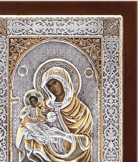 SilverBrand.gr Heiligenikone Panagia Eleousa Silber 27x22cm