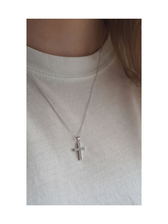 White Gold Cross 14K with Chain