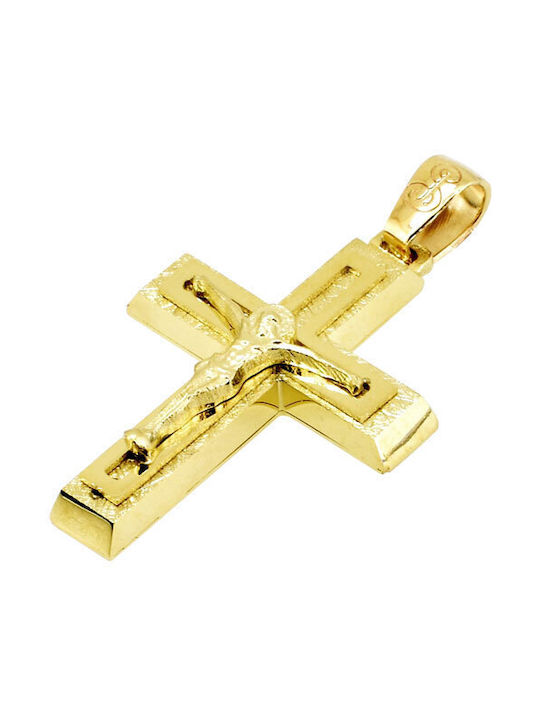 Herren Gold Kreuz 14K mit Kette