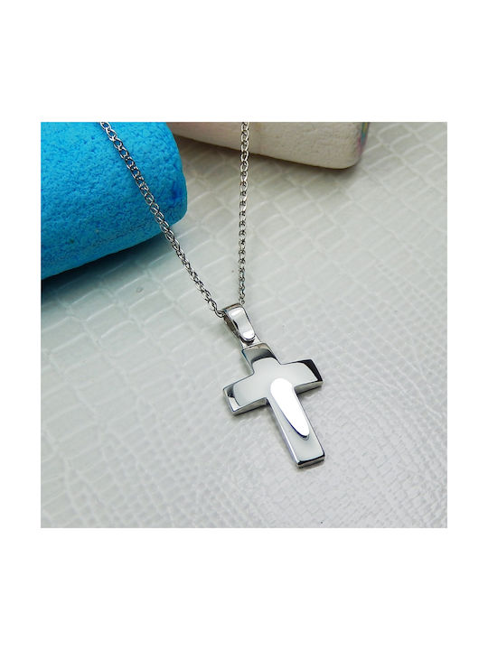 Art d or Men's White Gold Cross 14K with Chain