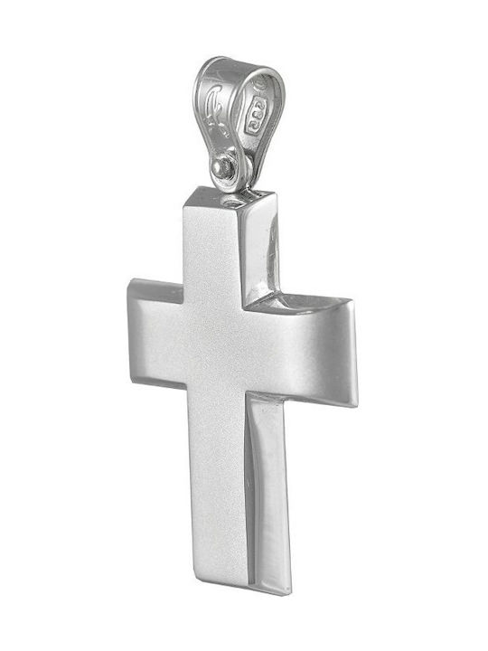 Men's White Gold Cross 14K